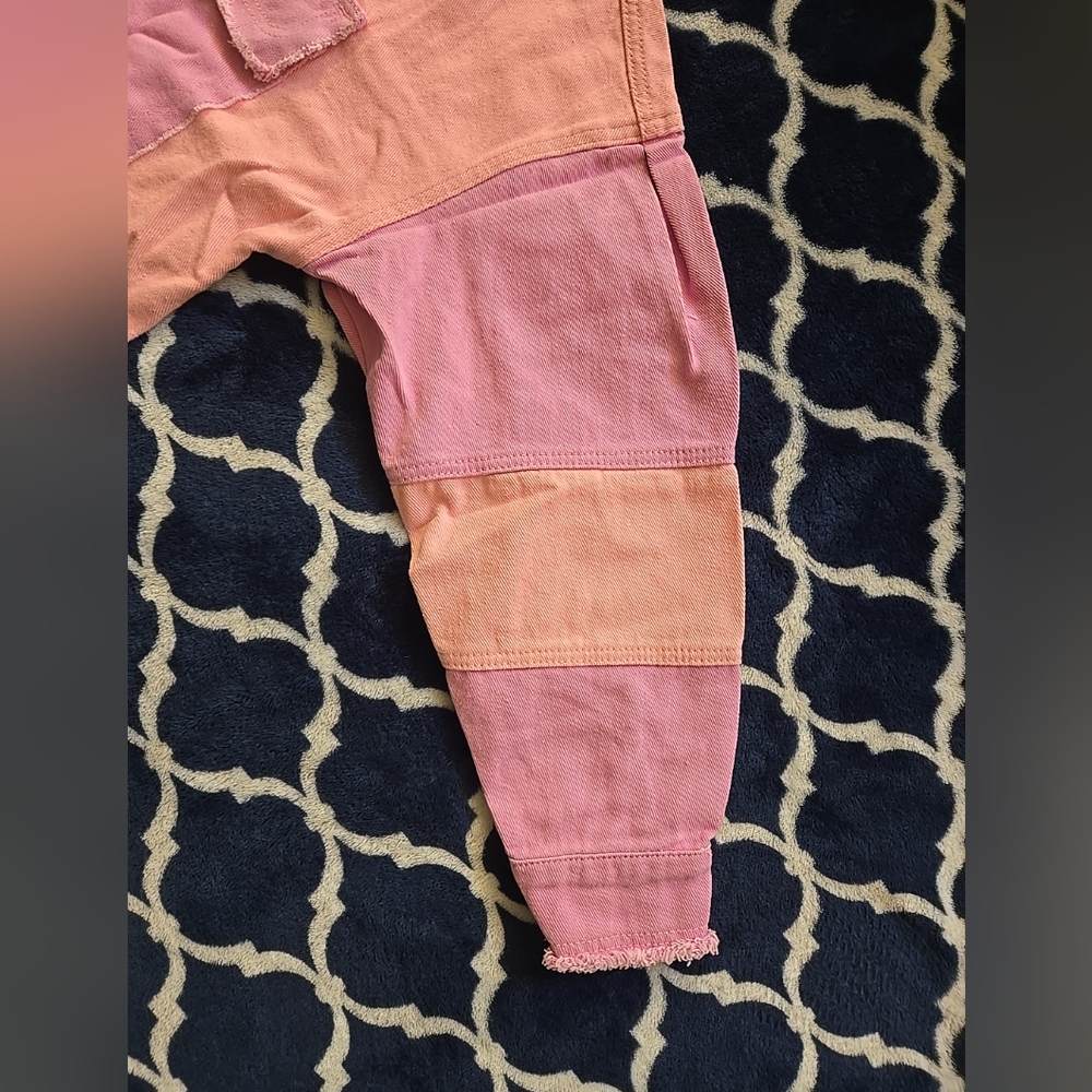 Small Oversized Patch Work Color Block Shacket - Picture 7 of 9